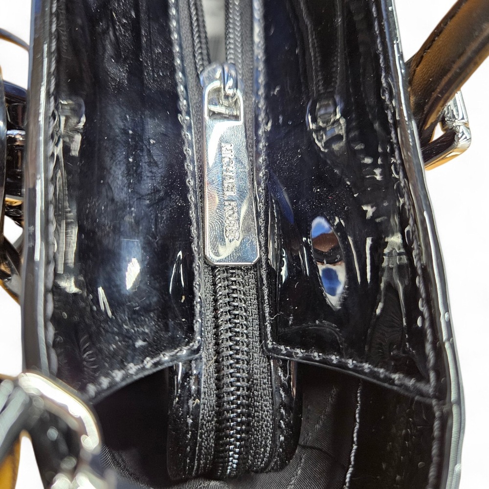 Michael Kors Jet Set Small Metallic Logo Debossed Convertible Tote Bag Black - Picture 12 of 14